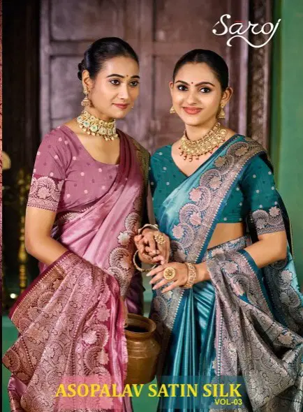 Asopalav Satin Silk Vol 3 By Saroj Satin Silk Online Saree Wholesale